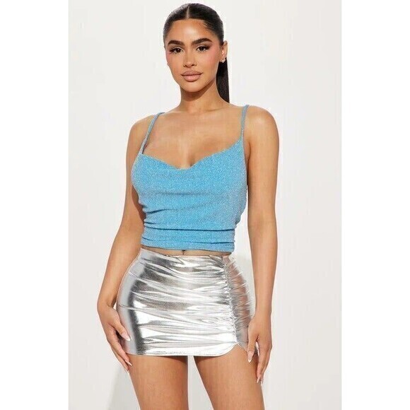 Turquoise Halter Top‎ Cowl Neck Size M RefN16 - Picture 1 of 10